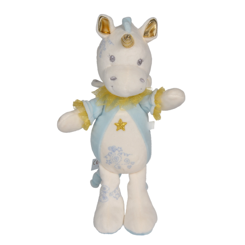  soft toy blue unicorn gold 24 cm 